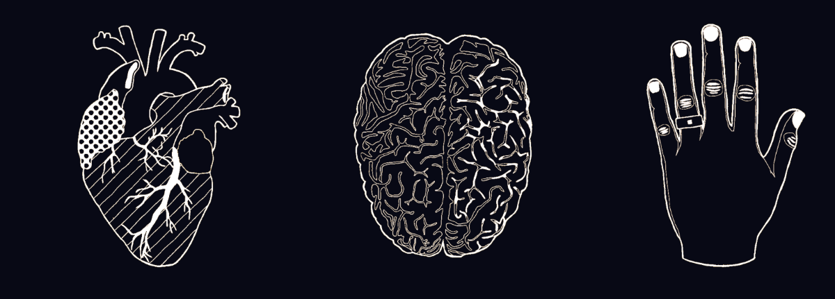 disegno grafico bianco cuore cervello mano